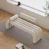 800mm Modern Narrow White Console Table & White Line Tufted Bench Velvet Upholstered