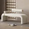 800mm Modern Narrow White Console Table & White Line Tufted Bench Velvet Upholstered