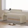 800mm Modern Narrow White Console Table & White Line Tufted Bench Velvet Upholstered
