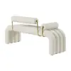 800mm Modern Narrow White Console Table & White Line Tufted Bench Velvet Upholstered