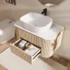 800mm Fluted Floating Bathroom Vanity with Single Basin Sintered Stone Top – Natural
