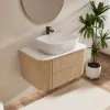 800mm Fluted Floating Bathroom Vanity with Single Basin Sintered Stone Top – Natural