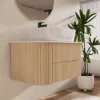 800mm Fluted Floating Bathroom Vanity with Single Basin Sintered Stone Top – Natural