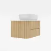 800mm Fluted Floating Bathroom Vanity with Single Basin Sintered Stone Top – Natural