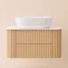 800mm Fluted Floating Bathroom Vanity with Single Basin Sintered Stone Top – Natural