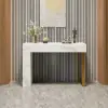 1200mm White Console Table & Wooden Entryway Bench Set Boucle Upholstered Metal Legs