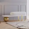 1200mm White Console Table & Wooden Entryway Bench Set Boucle Upholstered Metal Legs