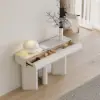 Modern Faux Leather Console Table & Wooden Entryway Bench Set Boucle Upholstered
