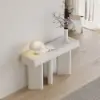 Modern Faux Leather Console Table & Wooden Entryway Bench Set Boucle Upholstered