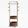 Coat Rack Stand with 2 Trays Saddle Leather Hall Tree – 520mm