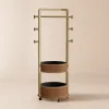 Coat Rack Stand with 2 Trays Saddle Leather Hall Tree – 520mm