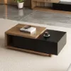 Quoint 120 - 175 cm Extendable Coffee Table with 2 Drawers – Black Walnut Retracted