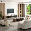 Quoint 120 - 175 cm Extendable Coffee Table with 2 Drawers – Black Walnut Retracted