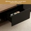 Quoint 120 - 175 cm Extendable Coffee Table with 2 Drawers – Black Walnut Retracted