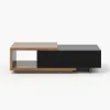 Quoint 120 - 175 cm Extendable Coffee Table with 2 Drawers – Black Walnut Retracted