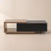 Quoint 120 - 175 cm Extendable Coffee Table with 2 Drawers – Black Walnut Retracted