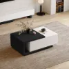 Quoint 120 cm - 175 cm Extendable Coffee Table with 2 Drawers – Black – White Retracted Drawer