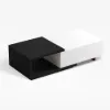 Quoint 120 cm - 175 cm Extendable Coffee Table with 2 Drawers – Black – White Retracted Drawer