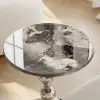 500mm Round Faux Marble Top Chrome Base Silver Side Table