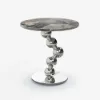 500mm Round Faux Marble Top Chrome Base Silver Side Table