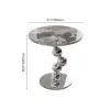 500mm Round Faux Marble Top Chrome Base Silver Side Table