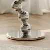 500mm Round Faux Marble Top Chrome Base Silver Side Table