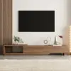 Quoint 180 - 255 cm Extendable TV Unit with 3 Drawers – 40cm – Walnut Stand Retracted