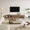 Quoint 180 - 255 cm Extendable TV Unit with 3 Drawers – 40cm – Walnut Stand Retracted