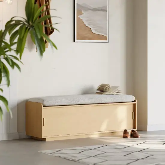 Wooden Shoe Storage Bench with Cushion