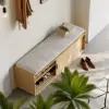 Wooden Shoe Storage Bench with Cushion