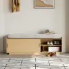 Wooden Shoe Storage Bench with Cushion