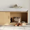Wooden Shoe Storage Bench with Cushion