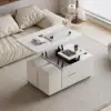 Rectangle Wood Extendable TV Stand & White Lift Top Coffee Table Set with Storage