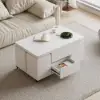 Rectangle Wood Extendable TV Stand & White Lift Top Coffee Table Set with Storage