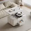 Rectangle Wood Extendable TV Stand & White Lift Top Coffee Table Set with Storage