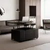 Rectangle Wood Extendable TV Stand & Black Lift Top Coffee Table Set with Storage
