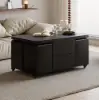 Rectangle Wood Extendable TV Stand & Black Lift Top Coffee Table Set with Storage