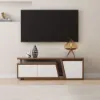 Fero 120 - 180 cm Extendable TV Unit with 3 Drawers – White Walnut Stand