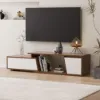 Fero 120 - 180 cm Extendable TV Unit with 3 Drawers – White Walnut Stand