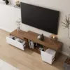 Fero 120 - 180 cm Extendable TV Unit with 3 Drawers – White Walnut Stand