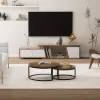Fero 120 - 180 cm Extendable TV Unit with 3 Drawers – White Walnut Stand