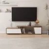 Fero 120 - 180 cm Extendable TV Unit with 3 Drawers – White Walnut Stand