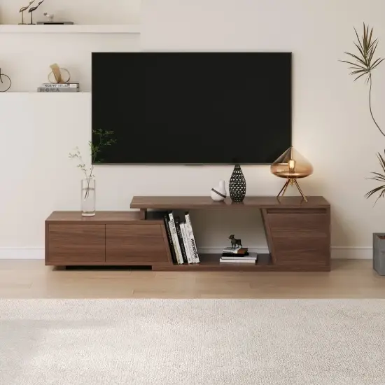 Fero 120 - 180 cm Extendable TV Unit with 3 Drawers – Walnut Stand