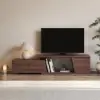 Fero 120 - 180 cm Extendable TV Unit with 3 Drawers – Walnut Stand