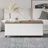Picture of Minimalist Rectangle White & Walnut Extendable TV Stand & Lift Top Coffee Table Set