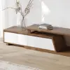 Picture of Minimalist Rectangle White & Walnut Extendable TV Stand & Lift Top Coffee Table Set