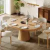 Picture of Japandi 100 - 140 cm Extendable Round-to-Oval Wood Dining Table Natural, Seats 4-6