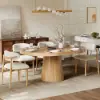Picture of Japandi 100 - 140 cm Extendable Round-to-Oval Wood Dining Table Natural, Seats 4-6