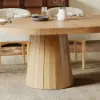Picture of Japandi 100 - 140 cm Extendable Round-to-Oval Wood Dining Table Natural, Seats 4-6