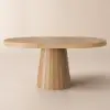 Picture of Japandi 100 - 140 cm Extendable Round-to-Oval Wood Dining Table Natural, Seats 4-6